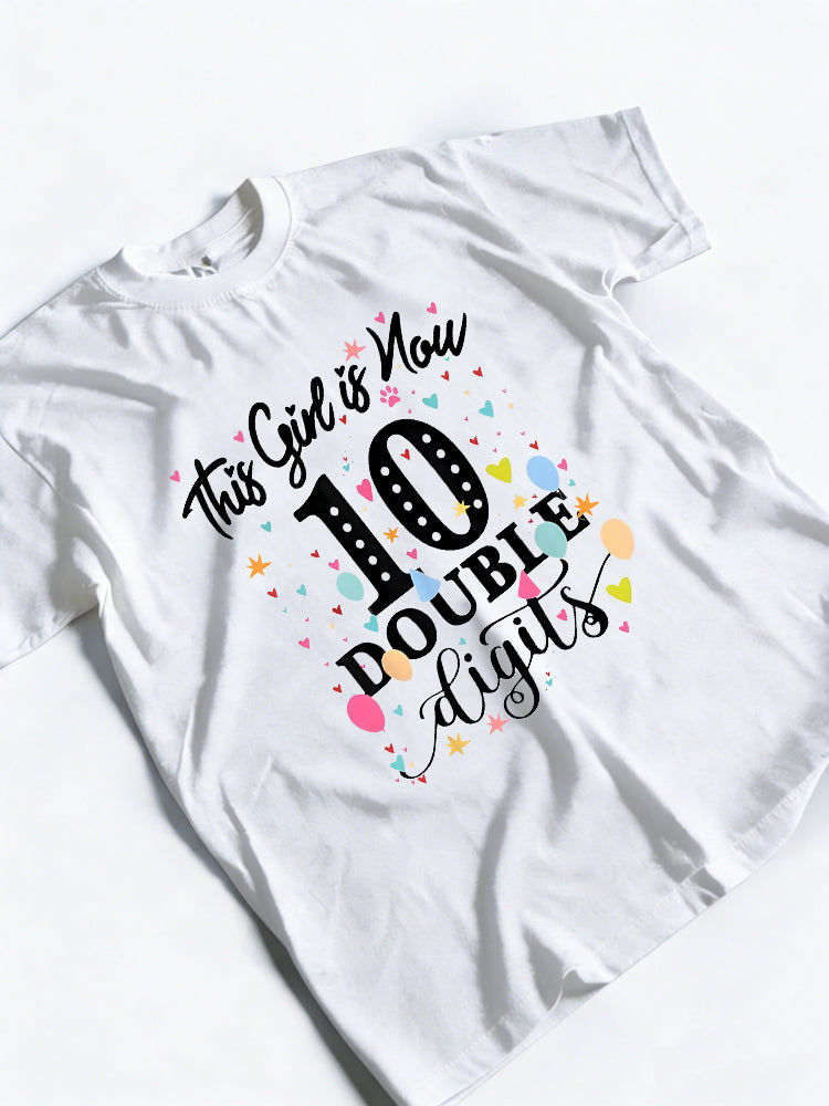 10th Birthday Gifts Shirt This Girl Is Now 10 Double Digits Birthday Gifts T-Shirt