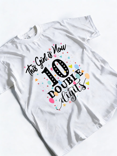 10th Birthday Gifts Shirt This Girl Is Now 10 Double Digits Birthday Gifts T-Shirt