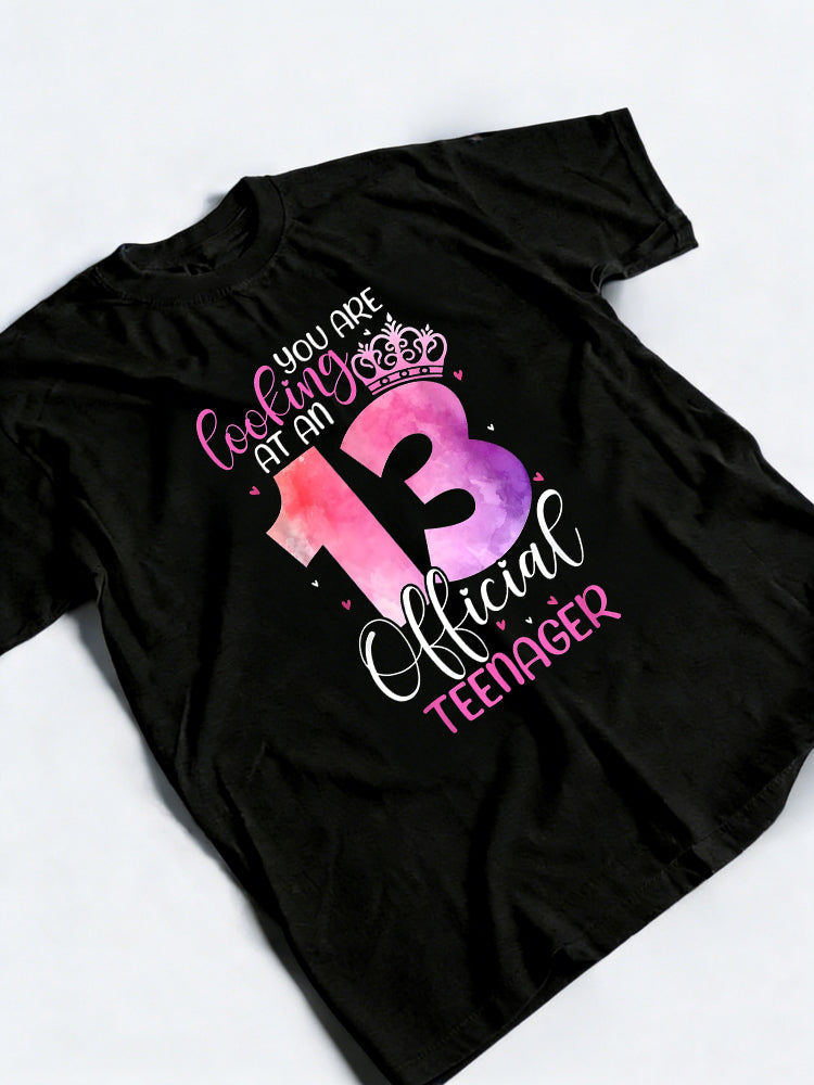13th Birthday Cute Official Teenager Birthday Gift T-shirt