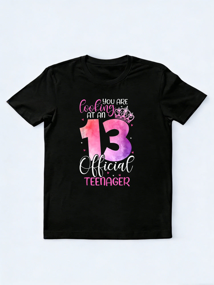 13th Birthday Cute Official Teenager Birthday Gift T-shirt