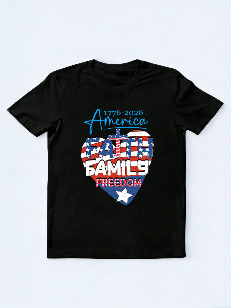 1776~2026 America Faith Family Freedom 4th of July T-shirt