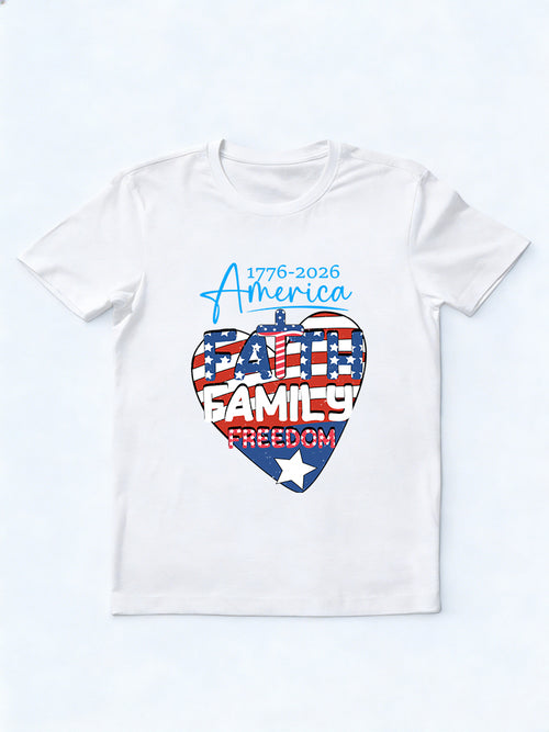 1776~2026 America Faith Family Freedom 4th of July T-shirt