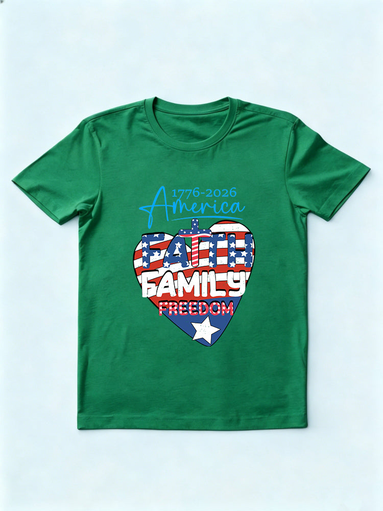1776~2026 America Faith Family Freedom 4th of July T-shirt