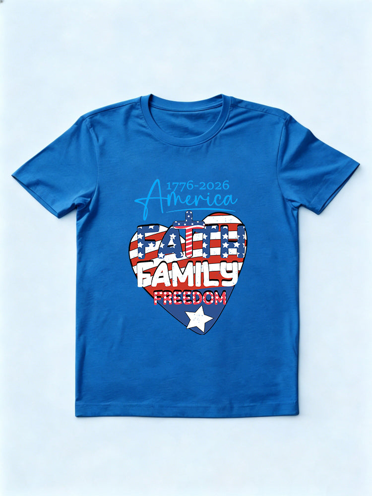 1776~2026 America Faith Family Freedom 4th of July T-shirt