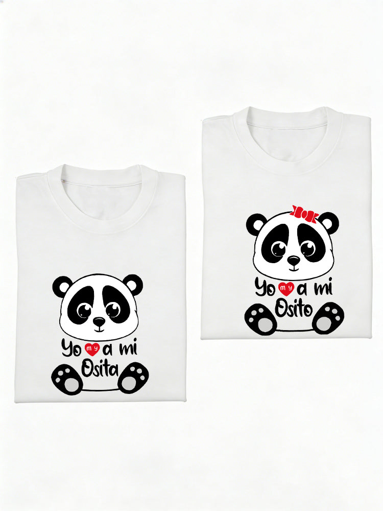 1PC Cute Panda Heart Couple Match Valentine's Day Gift T-shirt