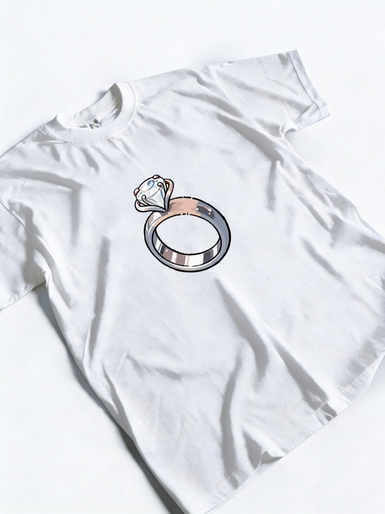 1PC Diamond Ring Couple Match Valentine Day Gift T-shirt