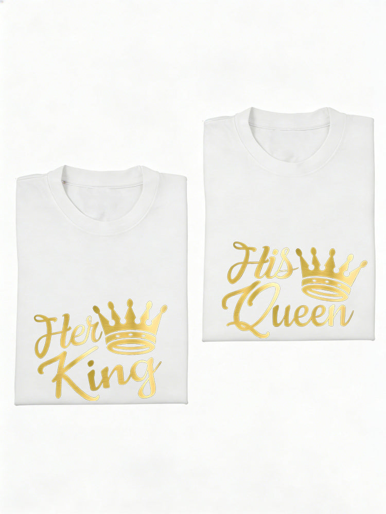 1PC Her King and His Queen Couples Matching Valentine's Day T-Shirt