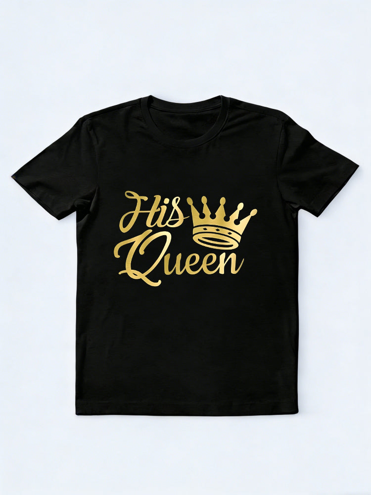 1PC Her King and His Queen Couples Matching Valentine's Day T-Shirt