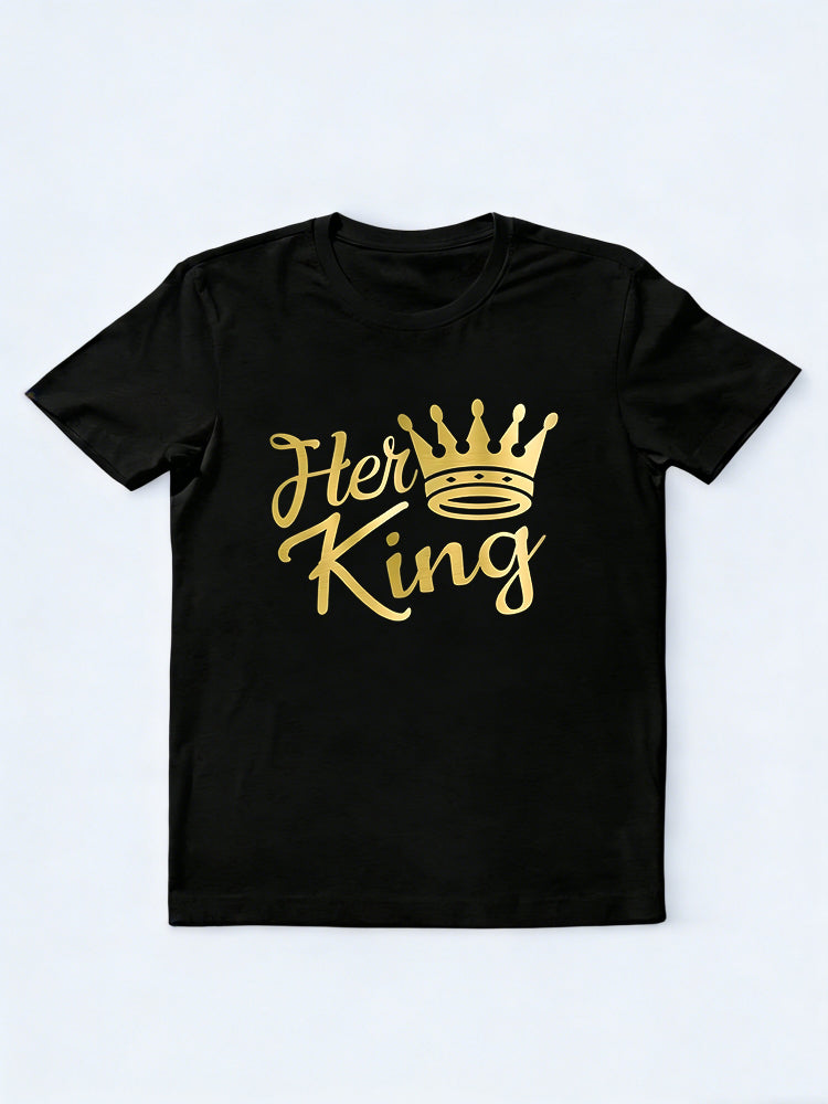 1PC Her King and His Queen Couples Matching Valentine's Day T-Shirt