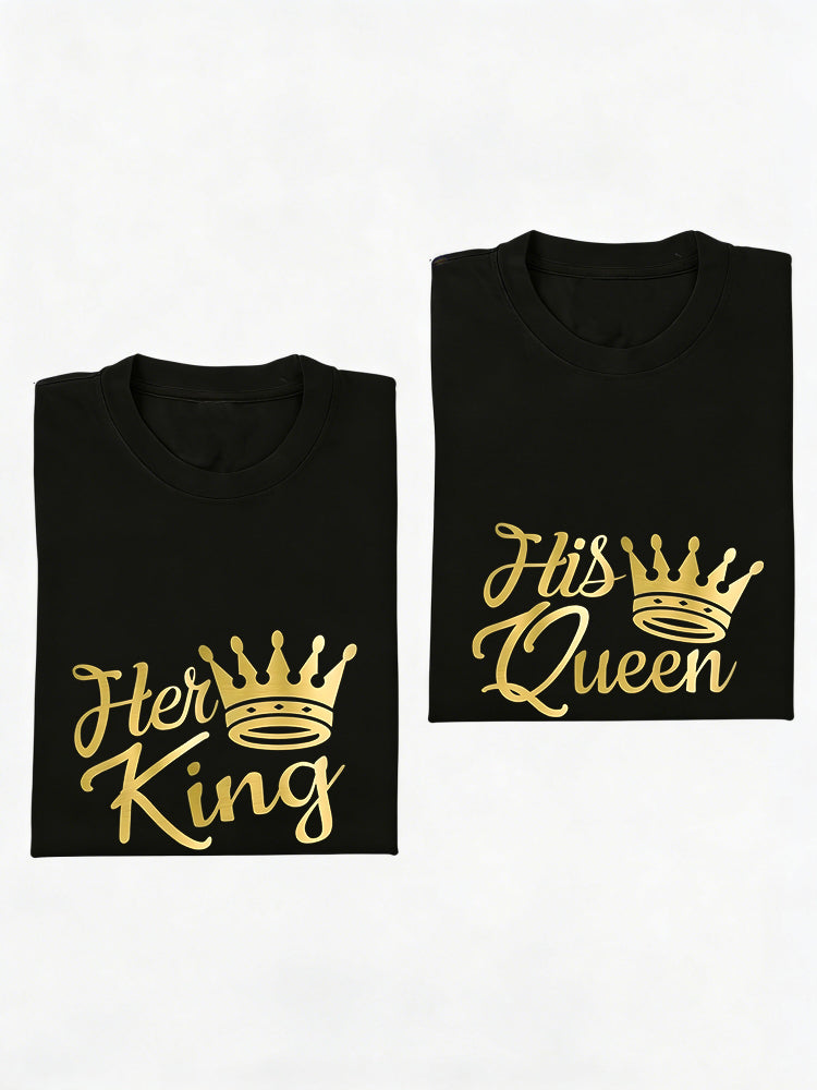 1PC Her King and His Queen Couples Matching Valentine's Day T-Shirt