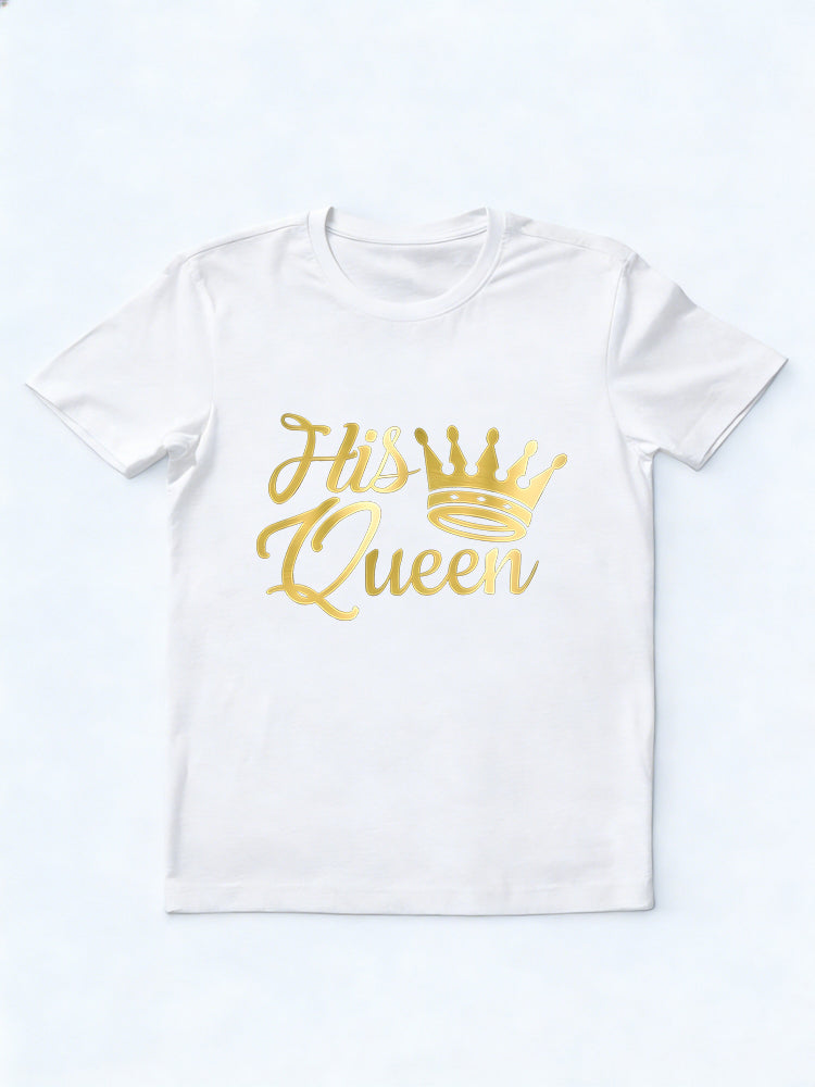 1PC Her King and His Queen Couples Matching Valentine's Day T-Shirt