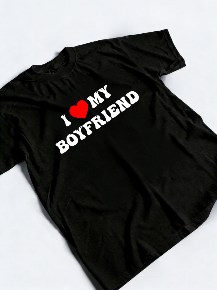 1PC I Love My Girlfriend Boyfriend Couple Match Valentine Day Gift T-shirt