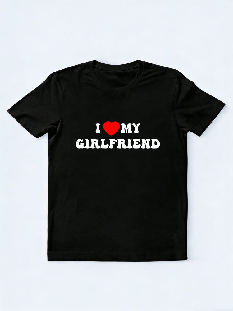 1PC I Love My Girlfriend Boyfriend Couple Match Valentine Day Gift T-shirt