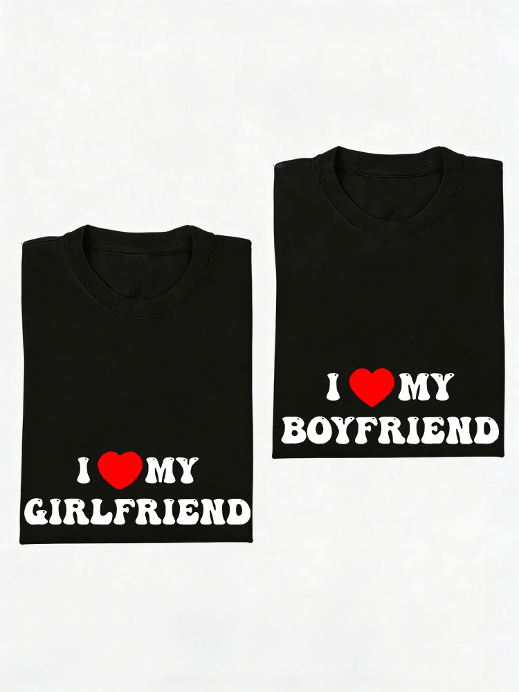 1PC I Love My Girlfriend Boyfriend Couple Match Valentine Day Gift T-shirt