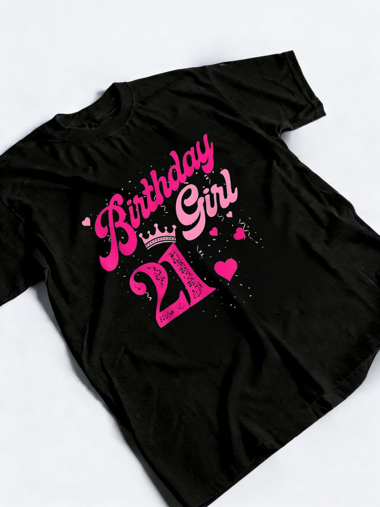 21st Birthday Girl Crown 21 Years Old Bday Birthday Gift T-shirt