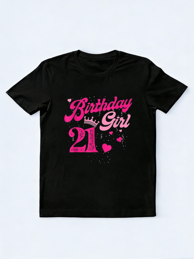 21st Birthday Girl Crown 21 Years Old Bday Birthday Gift T-shirt