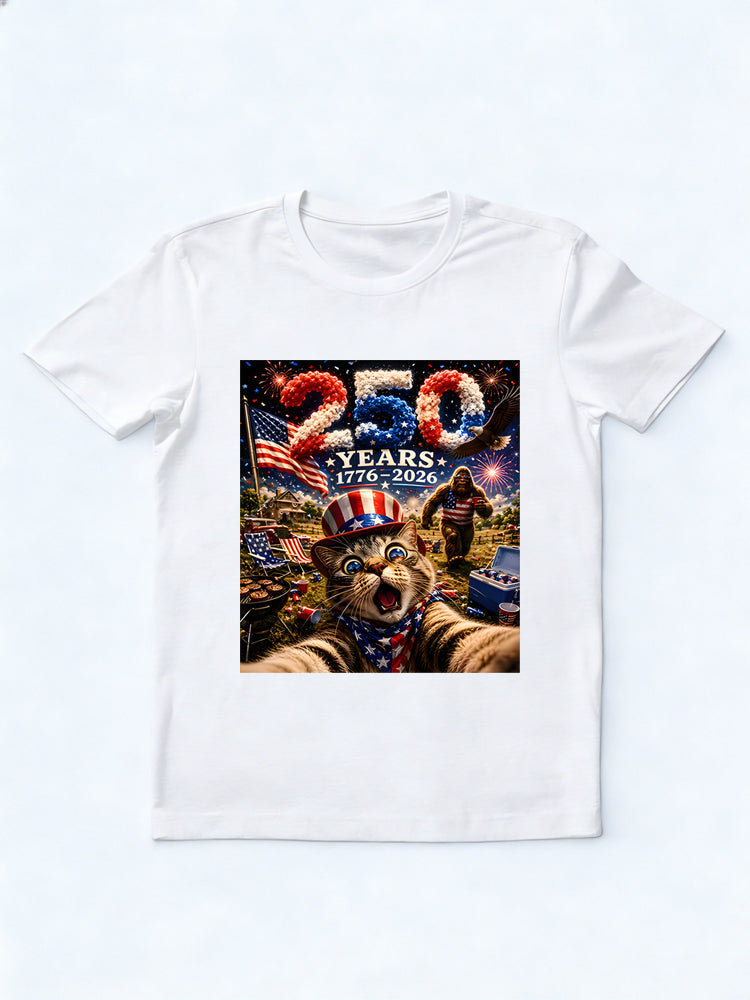 250 Years Fourth of July Cat Gift T-Shirt