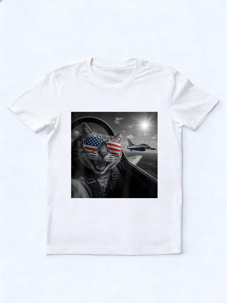 4th of July Selfie Jet Funny Cat Gift T-Shirt