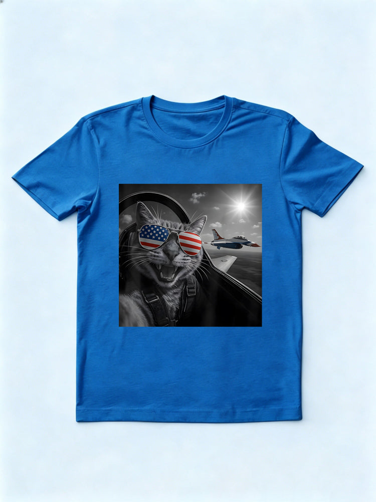 4th of July Selfie Jet Funny Cat Gift T-Shirt