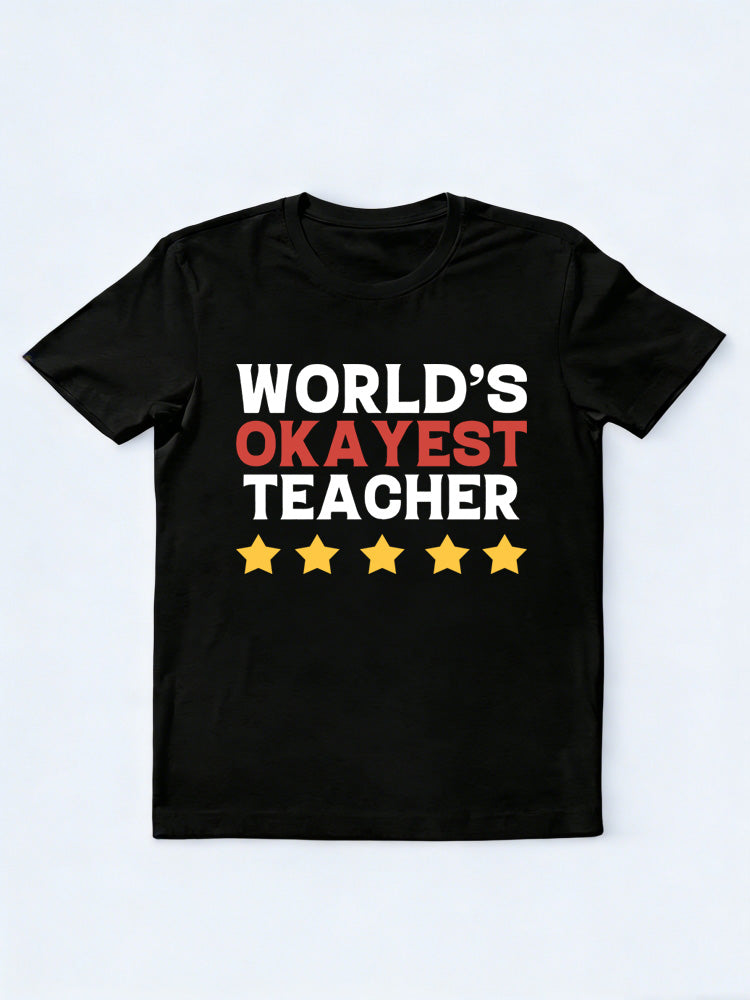 5 Star Review World's Okayest Teacher Back To School Gift T-shirt