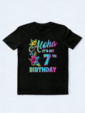 7th Birthday Aloha Hawaii Hibiscus Flower Birthday Gift T-Shirt