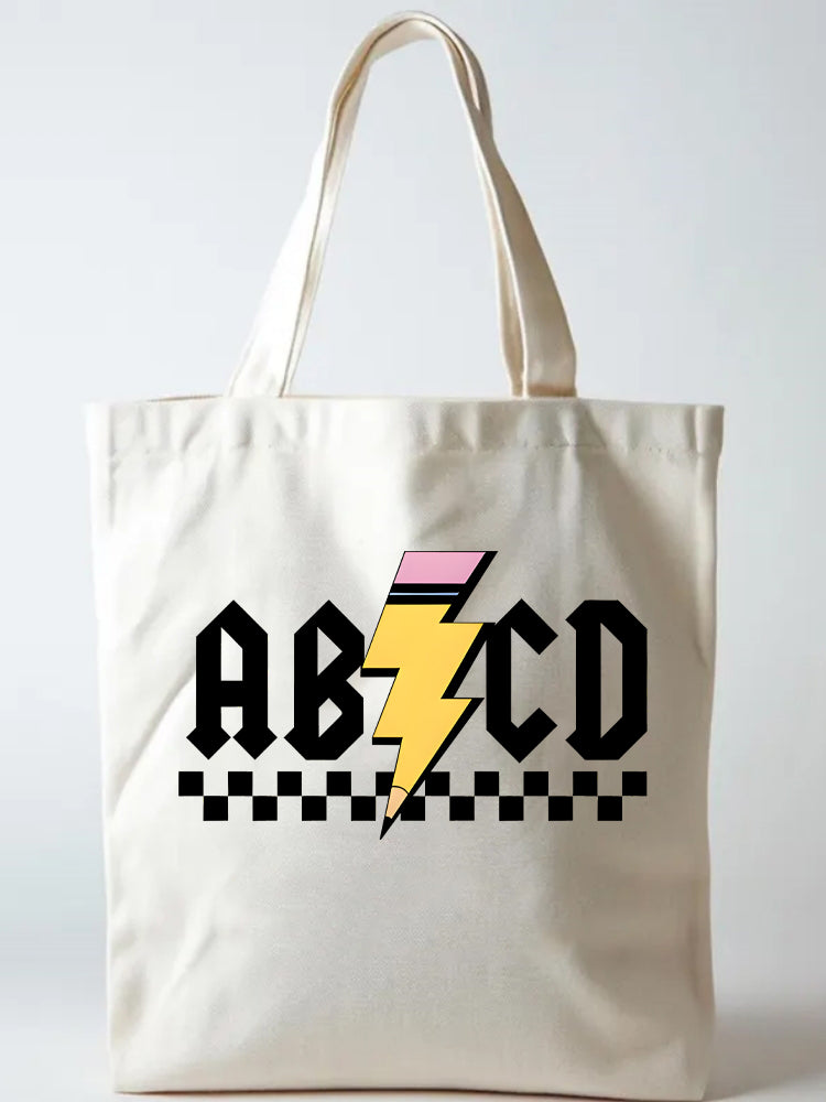 ABCD Rock Back In School Gift Canvas Tote Bag