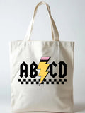 ABCD Rock Back In School Gift Canvas Tote Bag