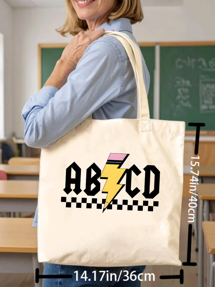 ABCD Rock Back In School Gift Canvas Tote Bag