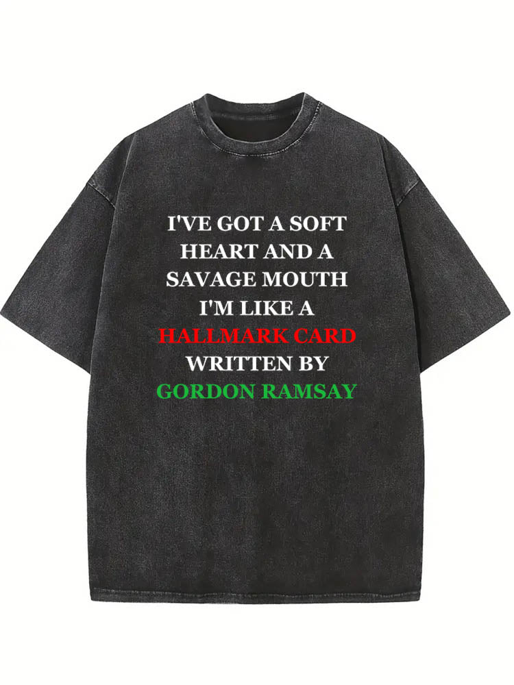 A Soft Heart And A Savage Mouth Christmas Season Vibe Washed T-shirt