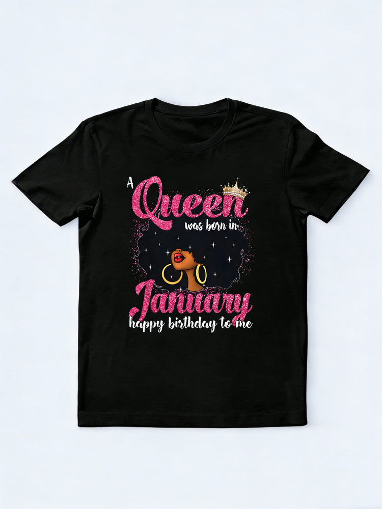 A Was Born In January Afro Girl Birthday Gift T-shirt