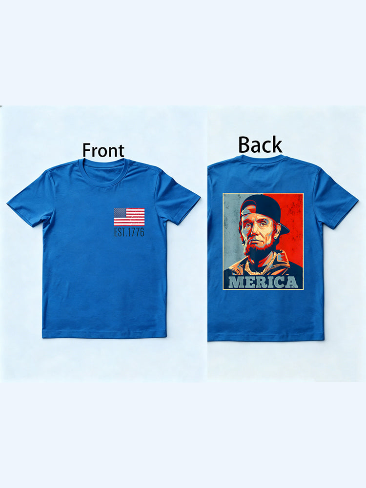 Abraham Lincoln Merica American Flag 4th of July Gift T-Shirt