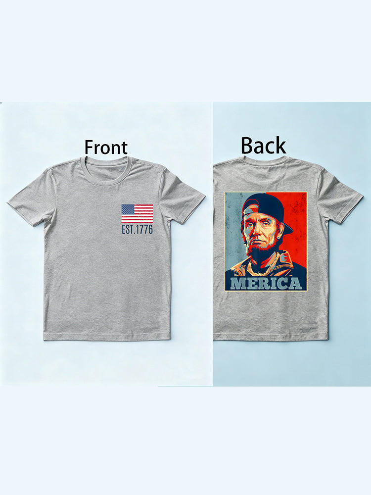 Abraham Lincoln Merica American Flag 4th of July Gift T-Shirt