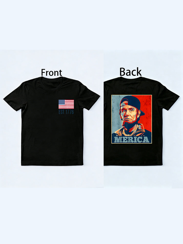 Abraham Lincoln Merica American Flag 4th of July Gift T-Shirt