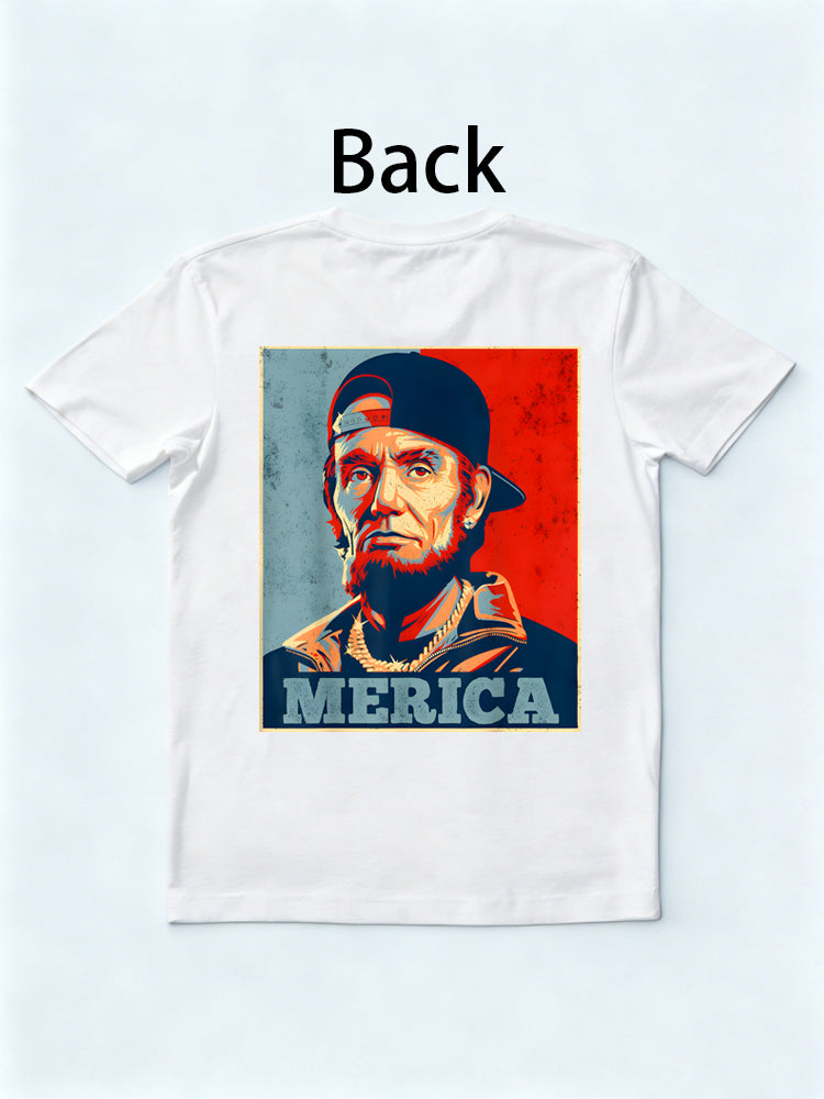 Abraham Lincoln Merica American Flag 4th of July Gift T-Shirt