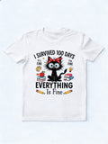 Academic Cat  I Survived 100 Days Back To School T-shirt