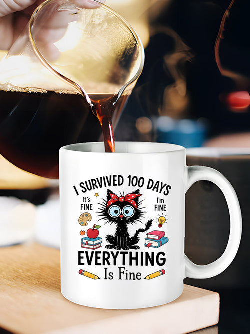 Academic Cat  I Survived 100 Days Mug