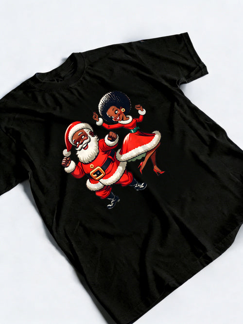 African Santa Mrs Claus Dancing African American Christmas Gift T-shirt