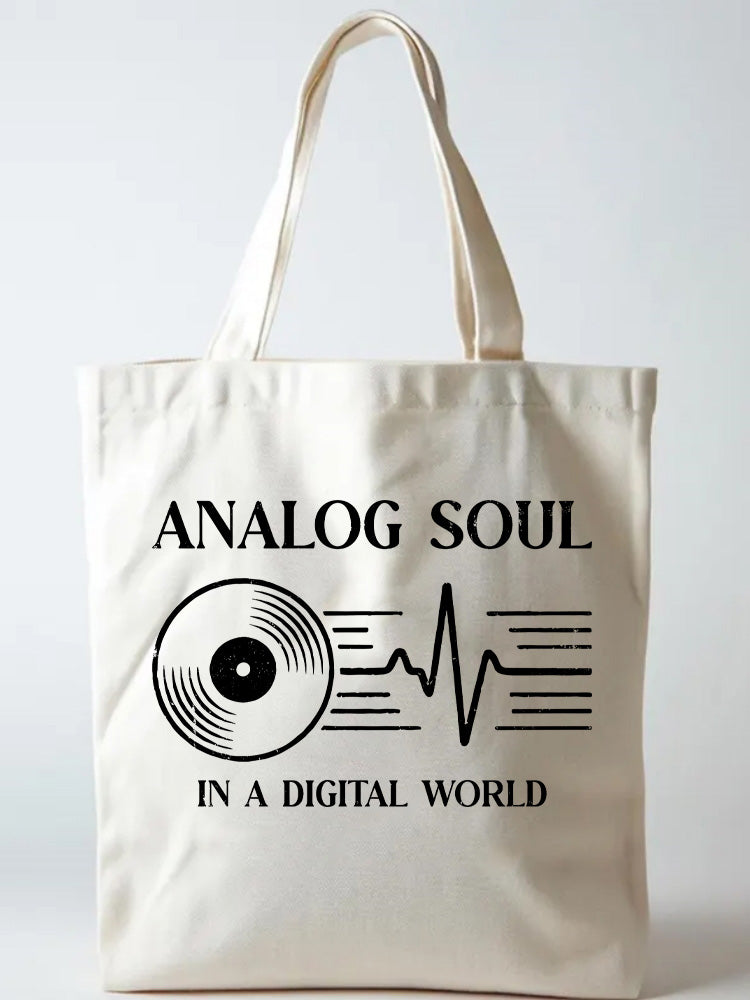 Analog Soul In A Digital World Back to School Gift Canvas Tote Bag