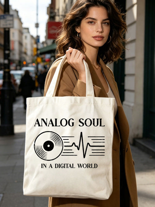 Analog Soul In A Digital World Back to School Gift Canvas Tote Bag