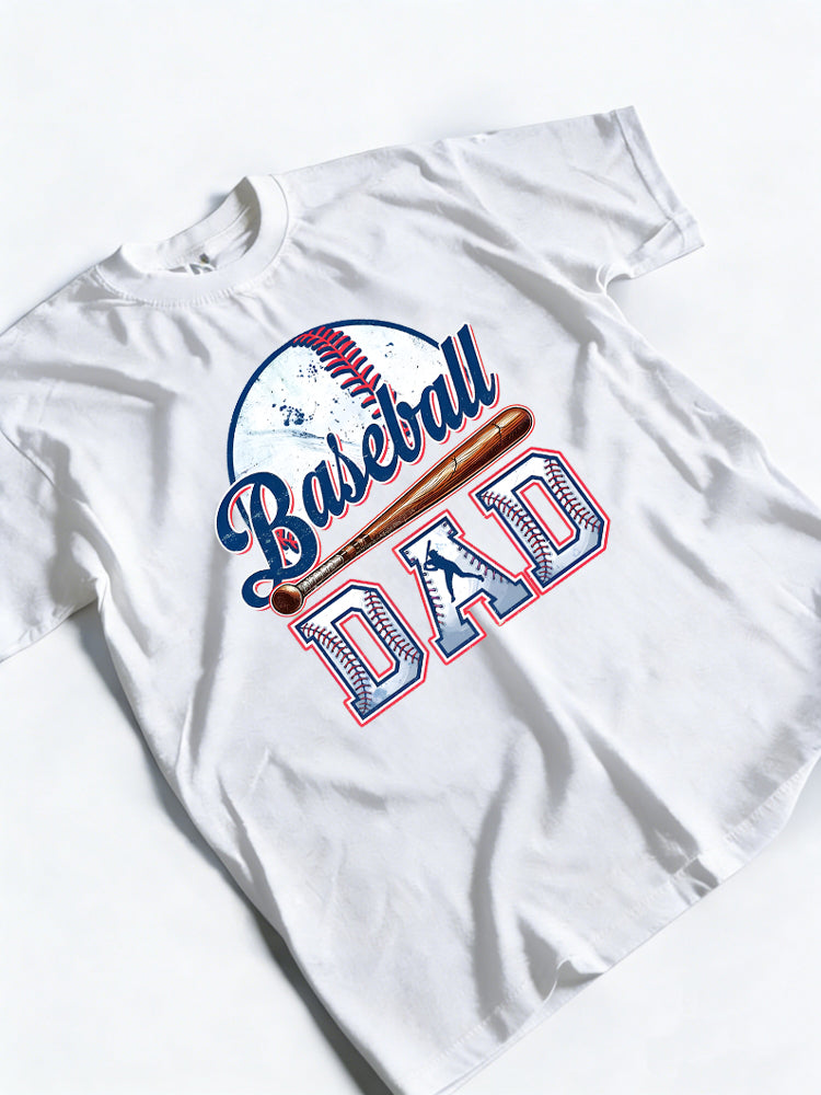Baseball Dad Printed Father's Day T-Shirt