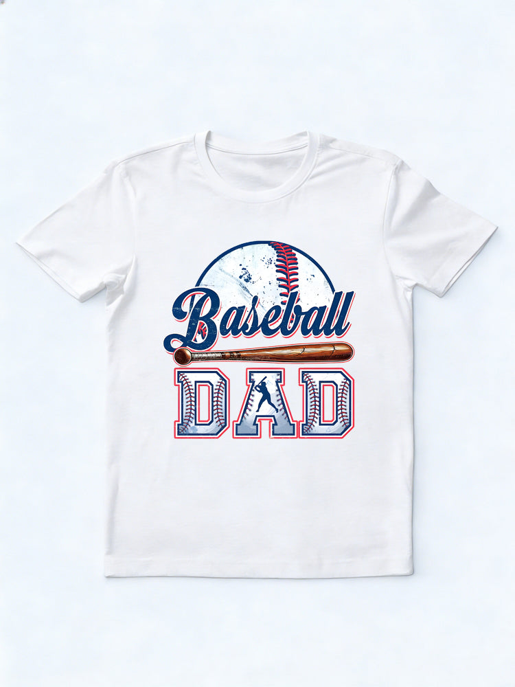 Baseball Dad Printed Father's Day T-Shirt