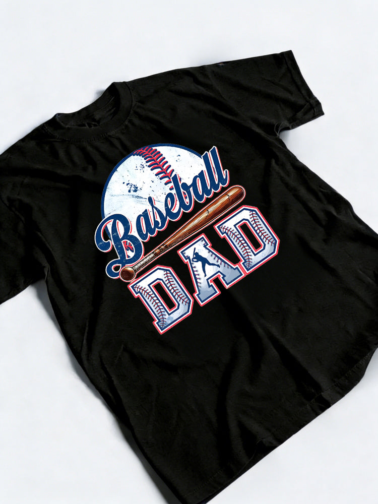 Baseball Dad Printed Father's Day T-Shirt