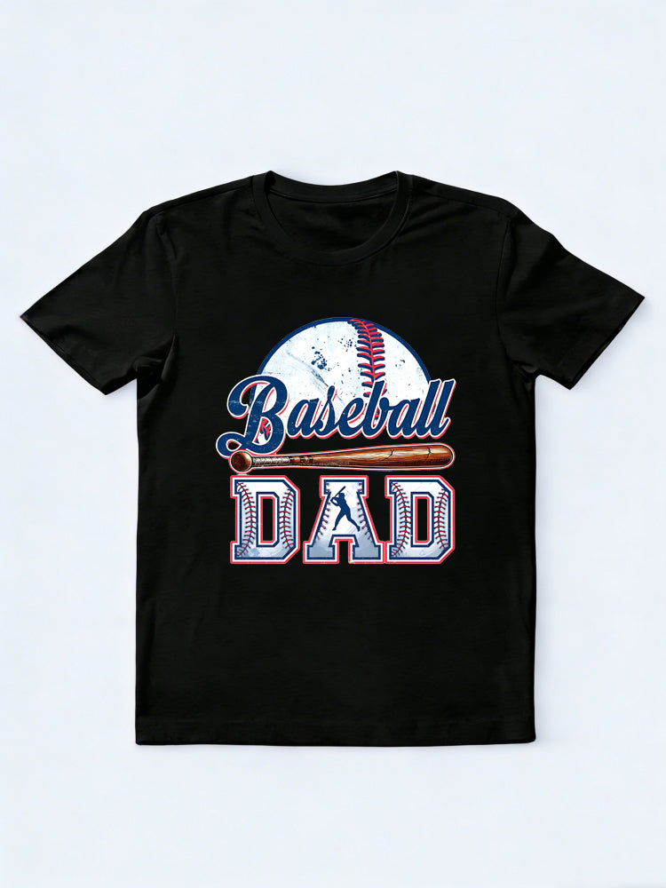 Baseball Dad Printed Father's Day T-Shirt