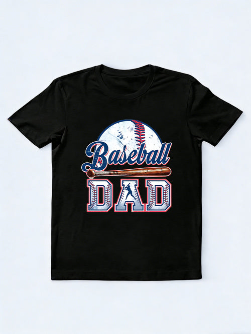 Baseball Dad Printed Father's Day T-Shirt