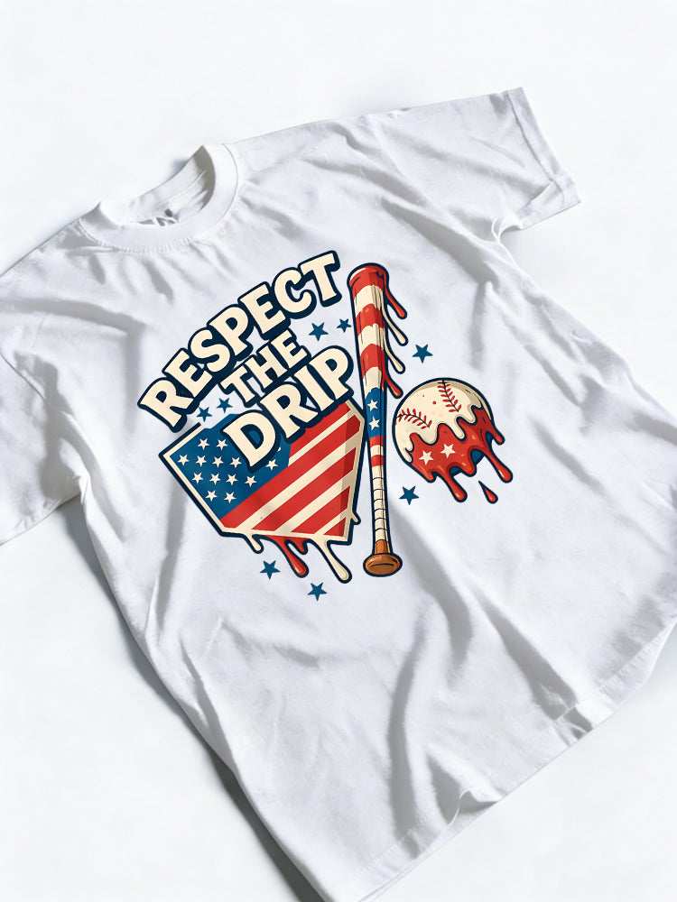 Baseball Design Cool 4th Of July Drip Gift T-Shirt