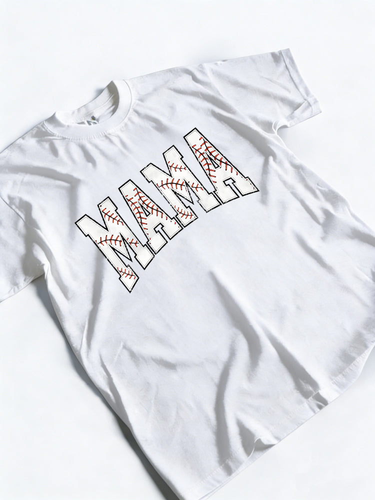 Baseball Mama Printed Happy Mother's Day T-Shirt