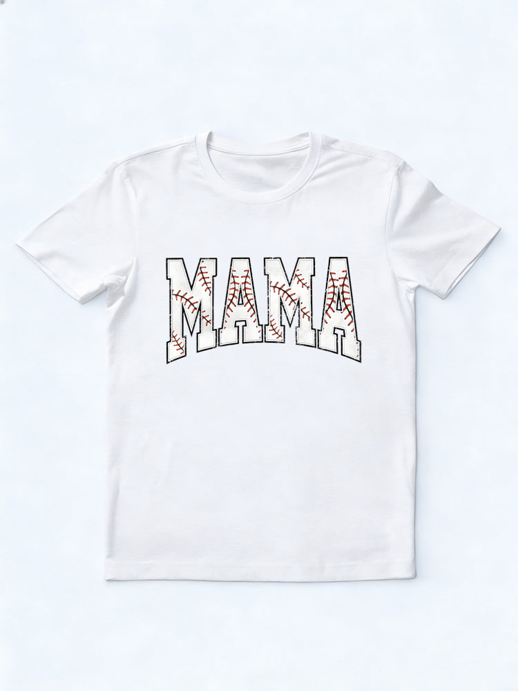 Baseball Mama Printed Happy Mother's Day T-Shirt