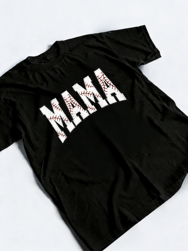 Baseball Mama Printed Happy Mother's Day T-Shirt