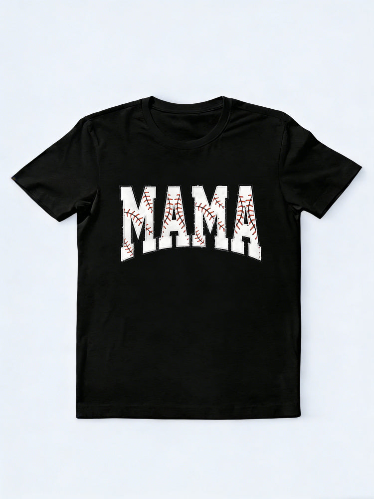 Baseball Mama Printed Happy Mother's Day T-Shirt