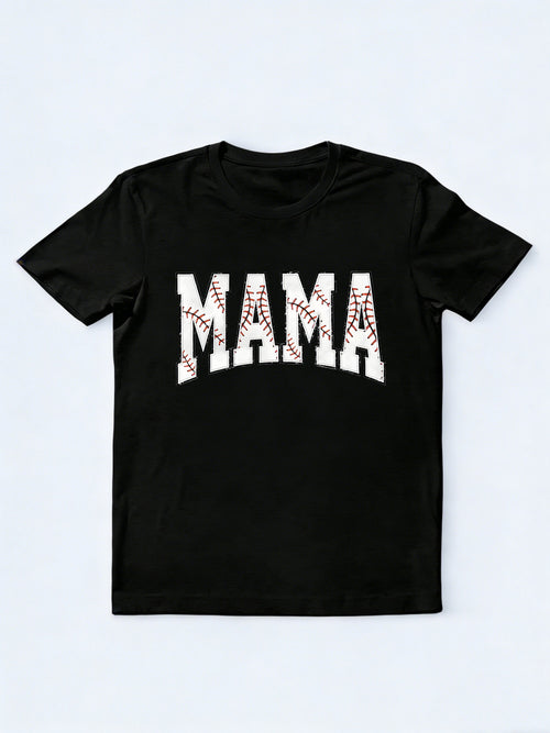 Baseball Mama Printed Happy Mother's Day T-Shirt